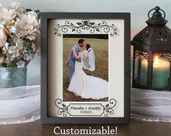 Custom Wedding Picture Frame - Anniversary Frame - Shadow Box - Vinyl on Glass - 8x10 - 11x14