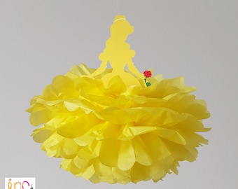 Beauty and the Beast party decoration/Belle Disney princess birthday party supplies/tissue pompom/fairytale birthday decoration