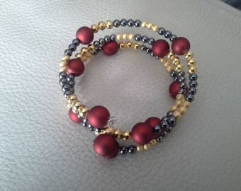 Red and gold memory Wire Bracelet