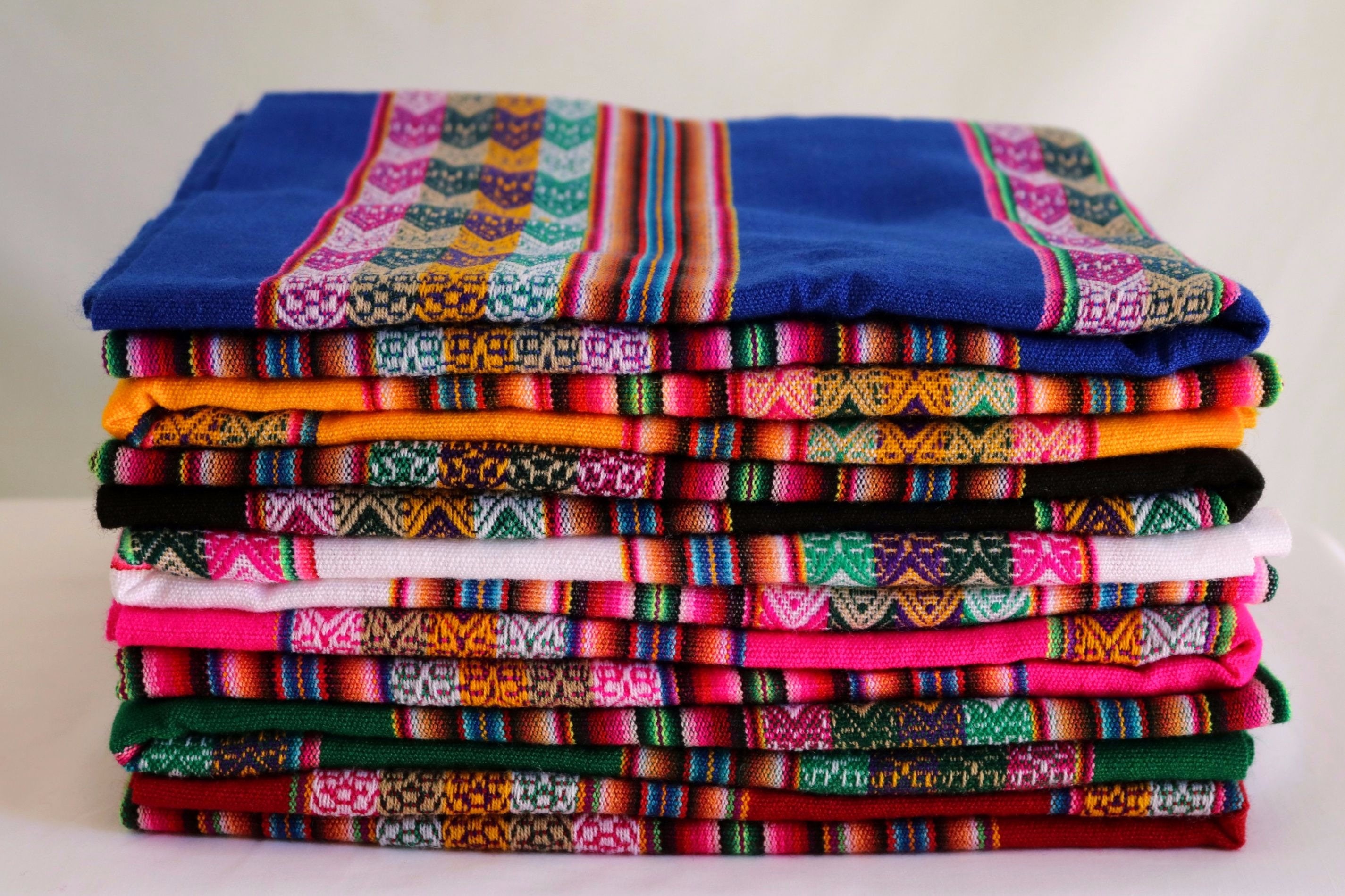 Colored Andean Fabrics Peruvian Blankets Ethnic Textile