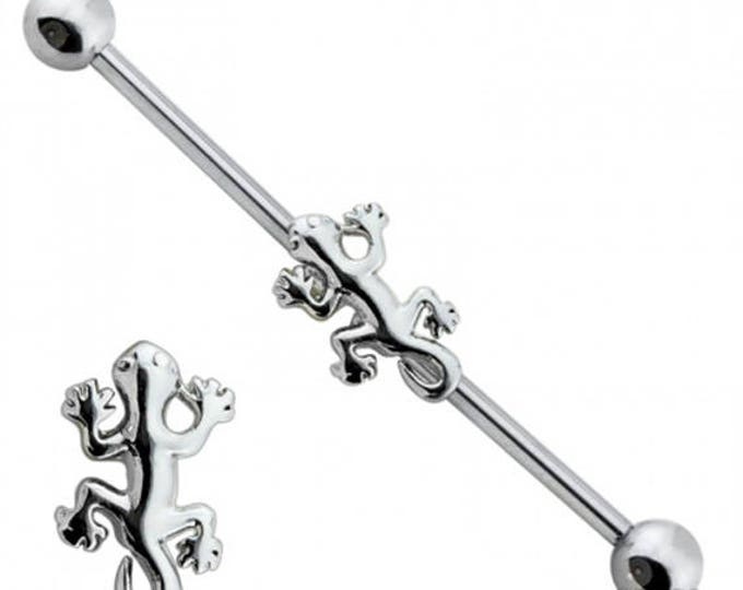 316L Surgical Steel Lizard Industrial Center Barbell with Balls