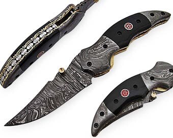 100% handmade Damascus steel with special handle Liner Lock pocket folding knife/pliant Damas /Damaskus Falten 4020