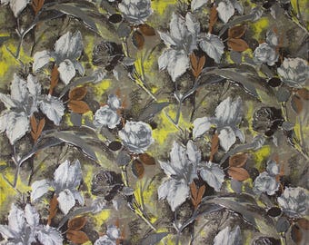 vintage 1950s abstract rose floral print interiors fabric