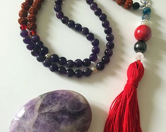 Amethyst Crystal Rudraksha Mala