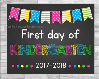 First Day of Kindergarten Sign Chalkboard Poster Photo Prop 11x14 Printable Instant Download Digital File