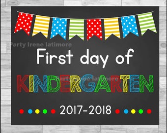 First Day of Kindergarten Sign Chalkboard Poster Photo Prop 11x14 Printable Instant Download Digital File