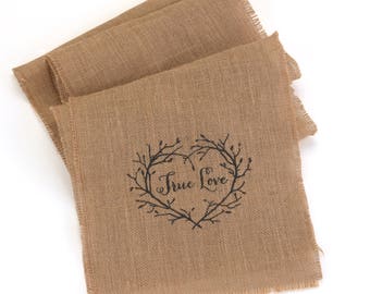 True Love Table Runner - Burlap