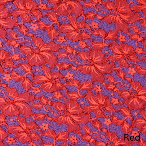 Red Flower Lace Fabric Lace Trim 59.05 Inches Wide 1.09 Yards/