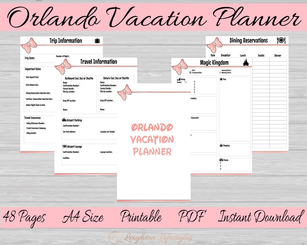 Orlando Vacation Printable PlannerDisney World Planner