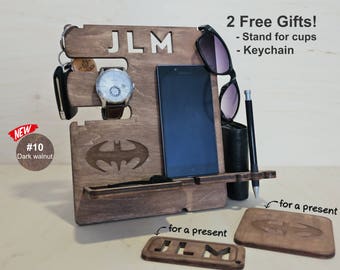 Mens birthday gift, Gift for Men, Personalized Docking Station, Gift for Him, Gift for Husband, Gift for Dad, Iphone Dock, Batman Gift Idea