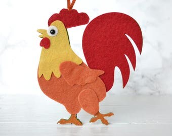 Felt Rooster Ornament felt christmas felt wall christmas tree new year 2017 gift felt animal ornaments felt birds stocking felt wall hanging