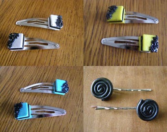 choose set of 2 hair pins, clips licorice candy