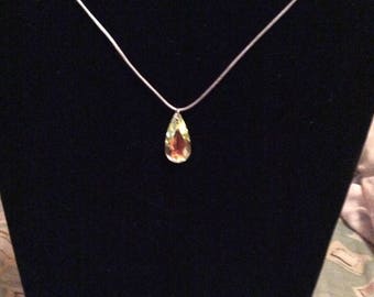Crystal teardrop pendant necklace