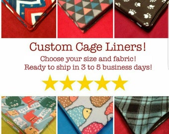 Custom Cage Liners with Absorbent Layer! Pre Wicked, Midwest, C&C, 1x2, 2x2, 2x3, 2x4, 2x5, 2x6, For guinea pigs, hedgehogs, and other pets!