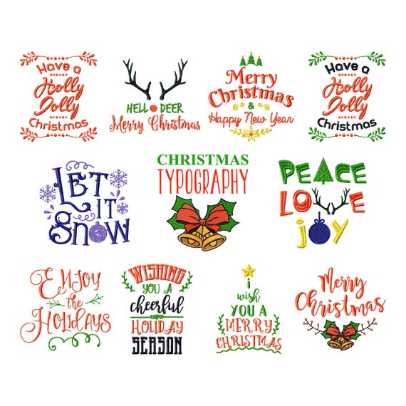 Items similar to Christmas Sayings Collection of 11 Machine Embroidery