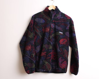 Vintage Retro Patagonia Synchilla Patterned Aztec Fleece Jumper Size Small