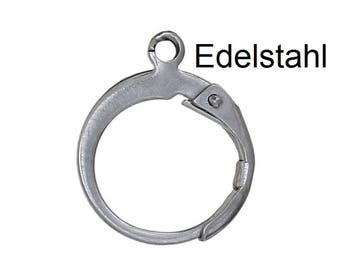 10 earrings, stainless steel, hoop earrings, earring, ring, 14mm, 84313