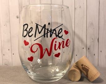 Valentine wine glass | Etsy