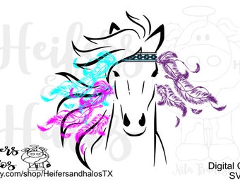 Hippie Horse svg, png, pdf, eps, cut file for cricut, silhouette. Horse, ranchy, ranch, farm, for t-shirts, decals, yeti cups