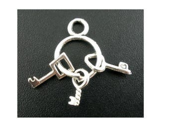 SET of 10 charms, key, padlock key lock (E07)