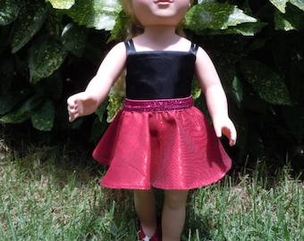 Circle skirt and blouse made to fit like American Girl doll clothes, AG doll clothes, 18 inch doll clothes