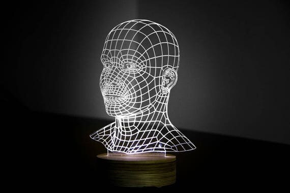 Download HEAD 3d illusion acrylic lamp vector file LED light. For laser