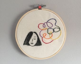 thinking in colour • one of a kind embroidery art • 5x5