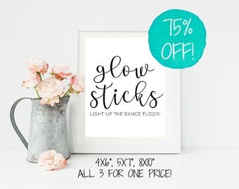 Let Love Glow Sign, Wedding Glow Stick Sign, Glow Stick Send Off, Wedding Glow Sticks Light Up The Dance Floor Rustic Wedding Sign Printable