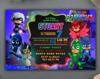 Pj Masks/PJ Masks Invitation/PJ Masks Birthday/PJ Masks Party/Pj Masks Birthday Invitation/Pj Masks Party Supplies/Pj Masks Printable