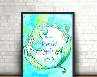 Mermaid watercolor | Etsy