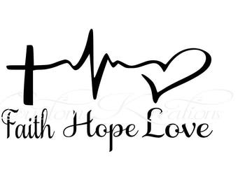 Download Items similar to Faith...Hope...Love Lifeline Heart 8 ...