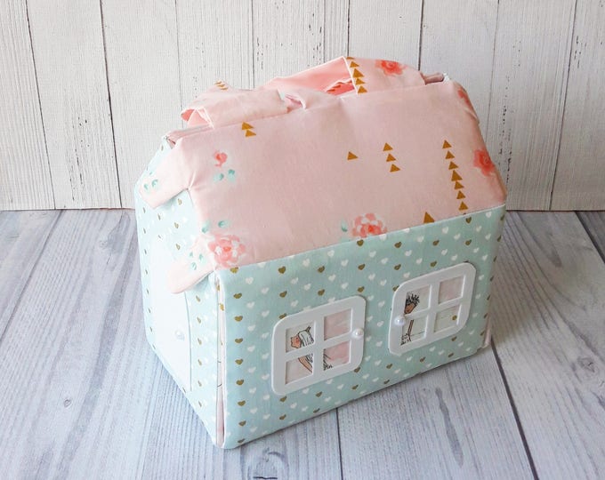 Dollhouse, dollhouse miniature handmade, Small House Bag for girl, doll house, bag for toys, bag for girl, home for toys