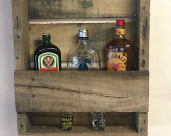 Rustic Pallet Wood Liquor Shelf