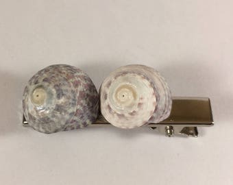Hair clip two purple snail shells