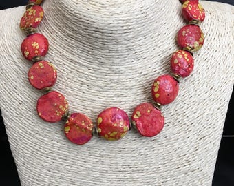 African made clay bead necklace