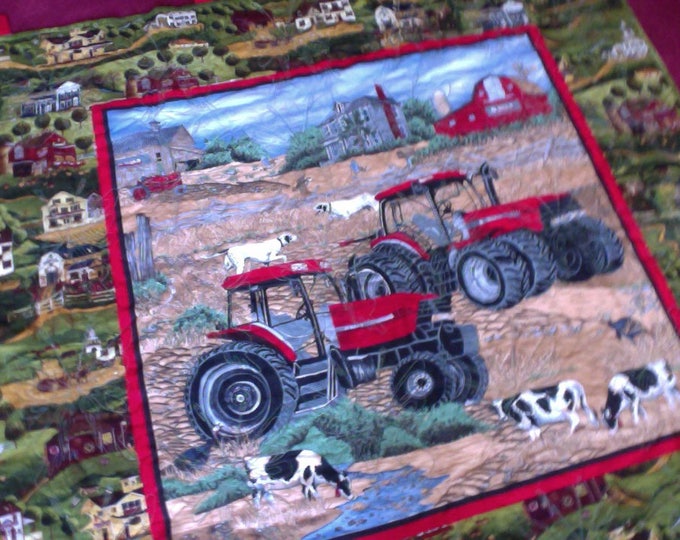 Farmers Wall Hanging, Tractor Wall Hanging, Farm House and Farm Quilt, Country Living Wall Hanging Quilt