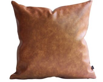 Thick Faux Leather Pillow Tan Pillow Cover Decorative For Couch Throw Pillow Case Brown Leather Cushion Cover Solid Color Kdays Pillow Cover