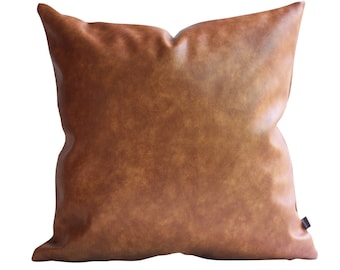 Thick Faux Leather Pillow Tan Pillow Cover Decorative For Couch Throw Pillow Case Brown Leather Cushion Cover Solid Color Kdays Pillow Cover