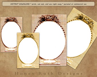 Printable Oval Frames Vintage Images Crafters Mirror Scrapbooking Junk Journals Print Cards Photo Blank Nameplates Download Print Cut & Use!