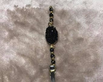 Black crystal roach clip