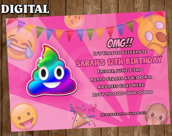 Poop Emoji Birthday Invitations 8