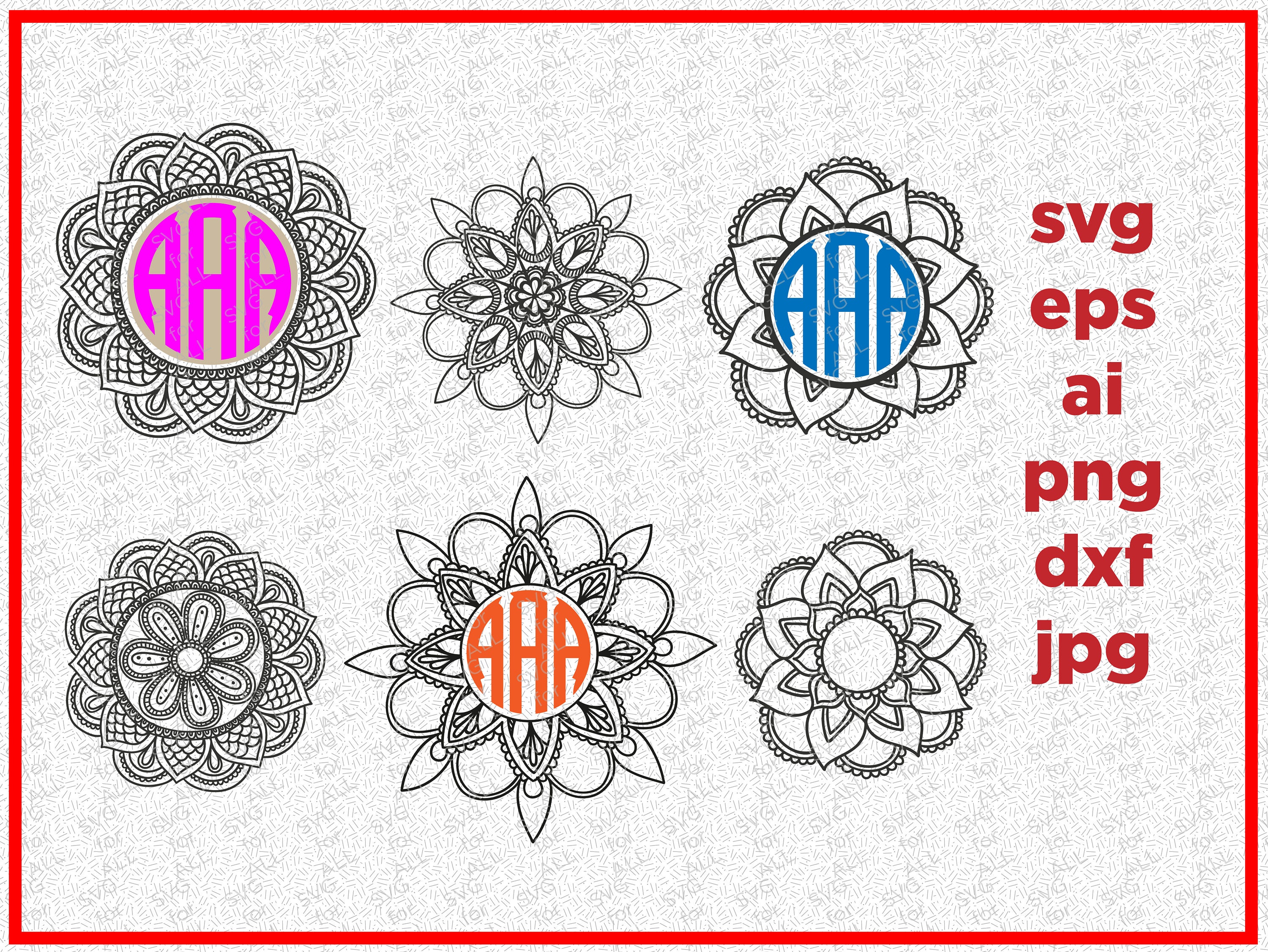 Download Flower Monogram Flower Monogram SVG Mandala Monogram SVG