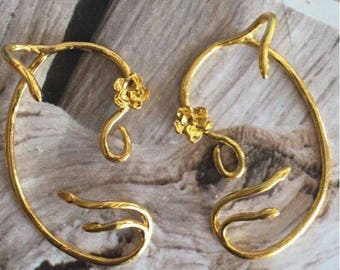 Beauty and the beast inspired belle ear cuff earrings gold rose gold silver jewelry findings