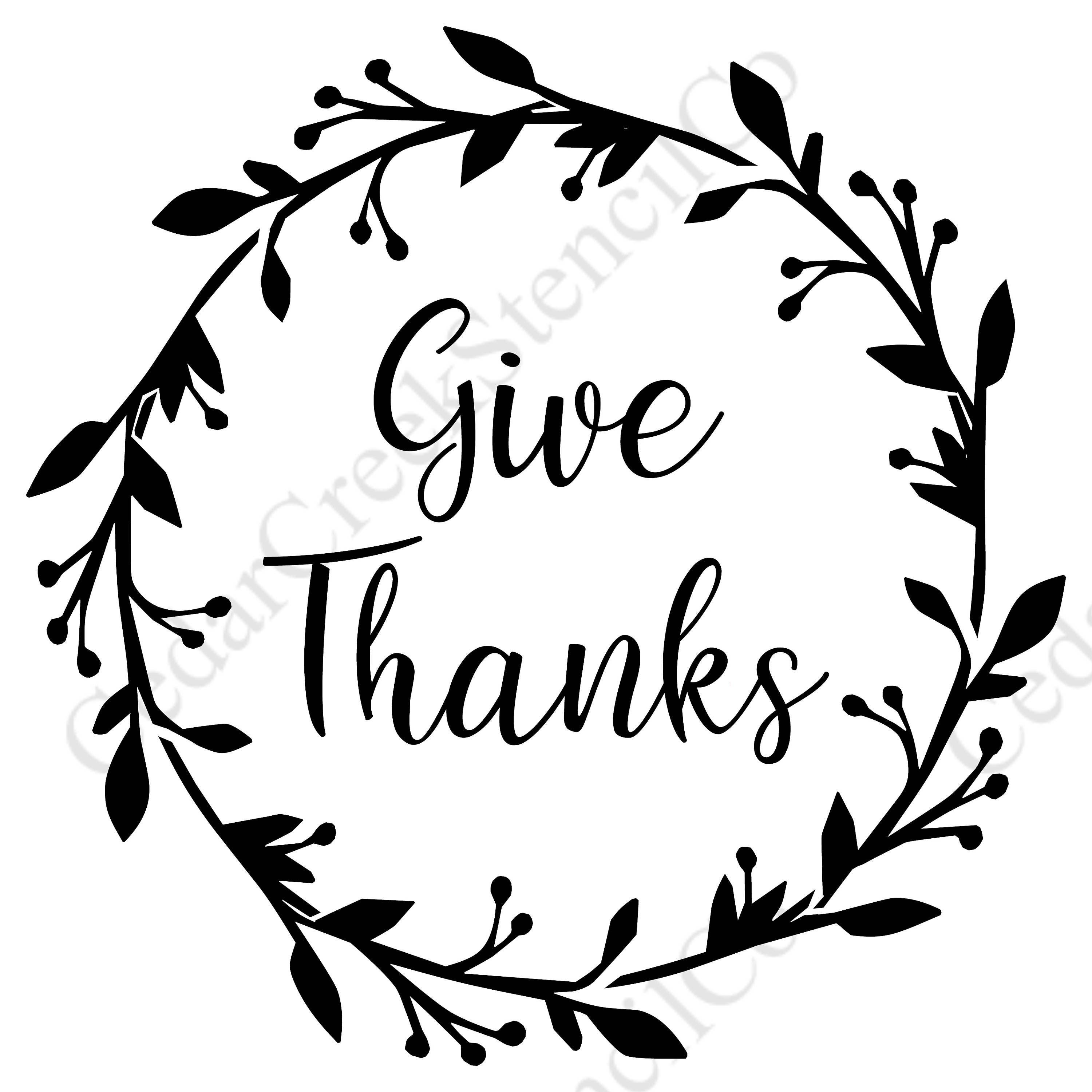 Give Thanks Wreath Stencil Thanksgiving Stencil Reusble