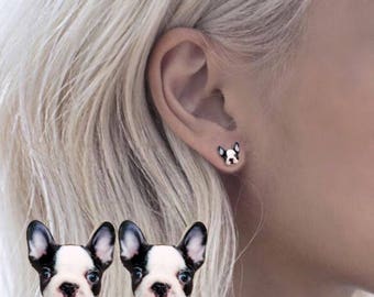 Boston Terrier Stud Earrings
