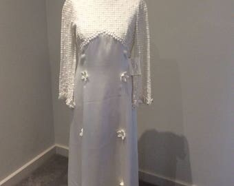 Vintage 1970's white floor length wedding gown