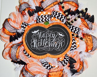 Halloween Wreath/Halloween Deco Mesh Wreath/Fall Wreath