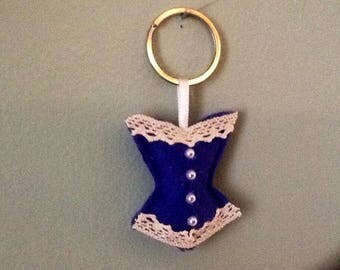 Vintage blue corset style keychain