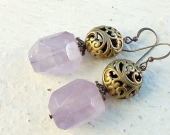 Amethyst faceted - vintage style earrings