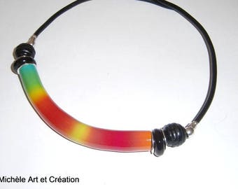 Multicolored fancy Fimo torque necklace